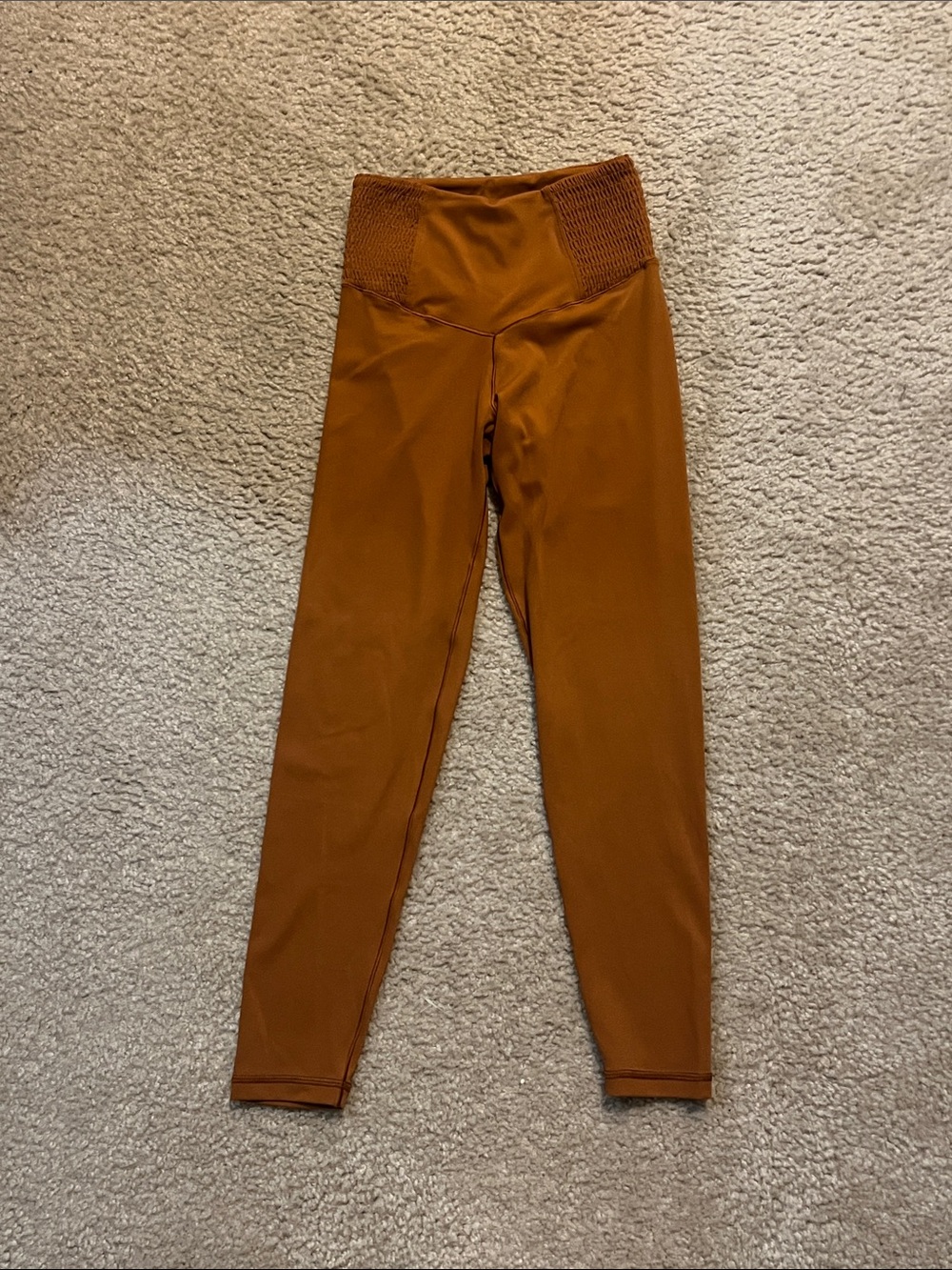 Kids Rust Orange Smocked-Waist Leggings